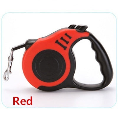 Retractable pet leash from Nick's Super Store showing a leash with a handle and adjustable length for walking dogs.