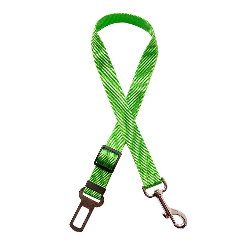 Adjustable pet car seat belt for cats and dogs, featuring a secure clip and durable strap for safe travel.