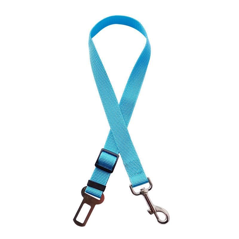 Adjustable pet car seat belt for cats and dogs, featuring a durable strap and clip, ensuring secure travel safety.