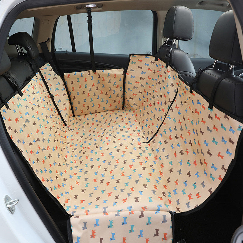 Luxury pet car seat cover by Nick's Super Store, waterproof and padded for comfortable pet travel protection.