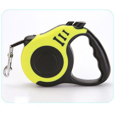 Retractable pet leash from Nick's Super Store with a black handle and silver retractable cord for walking dogs.