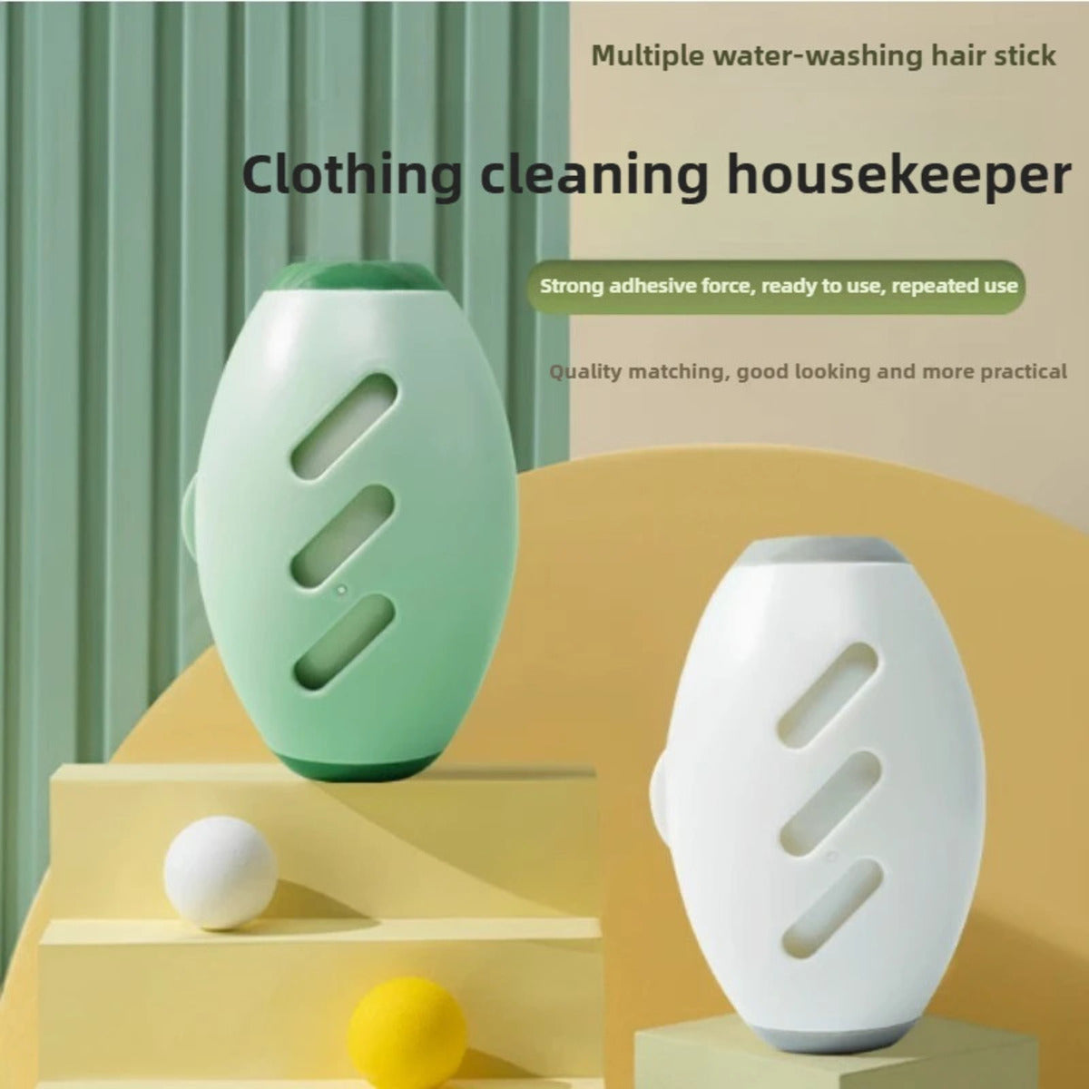 Reusable pet hair and lint roller by Nick's Super Store, showing its super sticky, washable roller with pet fur and lint on the surface.