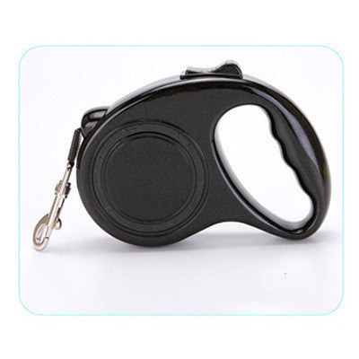 Retractable pet leash by Nick's Super Store showing a black and red leash reel with a leash extended for walking a dog.