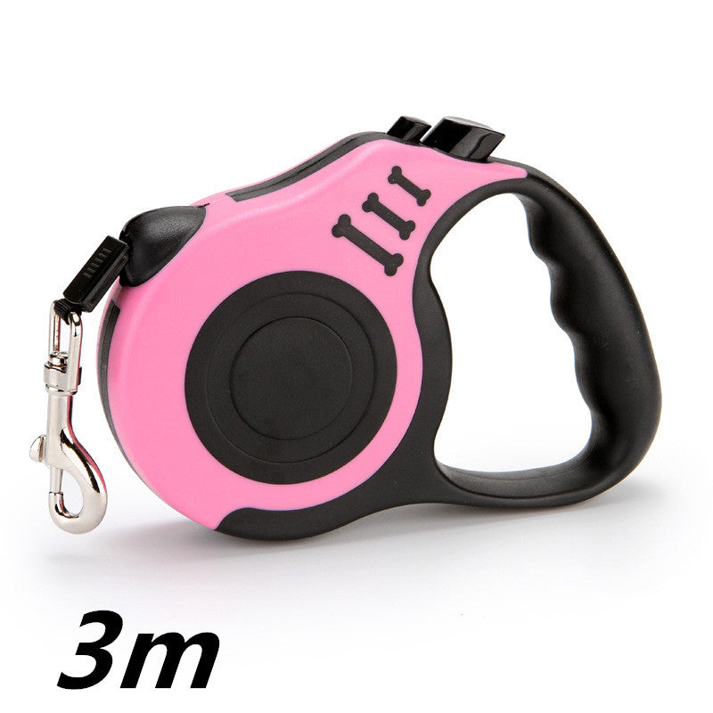 Retractable pet leash from Nick's Super Store with a black handle and a visible leash extending from the reel.
