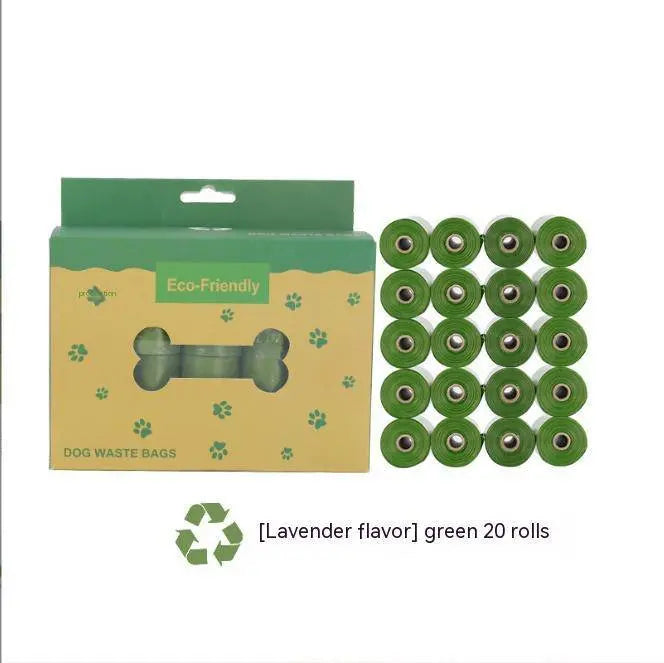Biodegradable pet waste bags with dispenser in army green, available in 8, 12, or 20-roll sets, by Nick's Super Store.