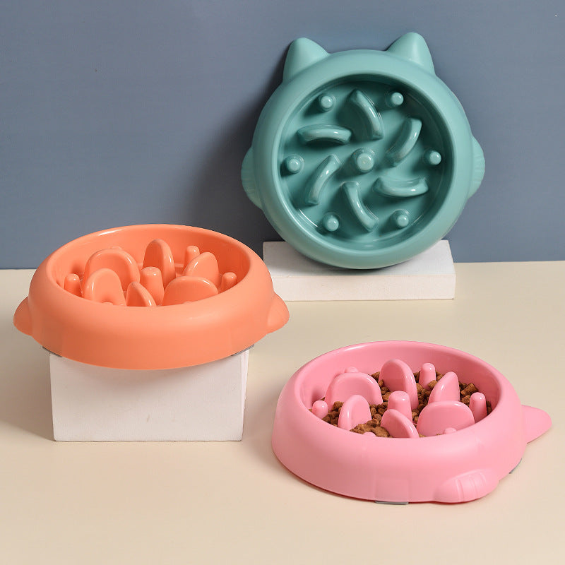 Slow feeder bowl for dogs and cats by Nick's Super Store, designed to prevent choking and gulping during pet meals.