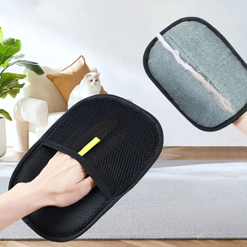 Black pet hair remover and deshedding grooming mitt from Nick's Super Store for effective pet fur removal and grooming.