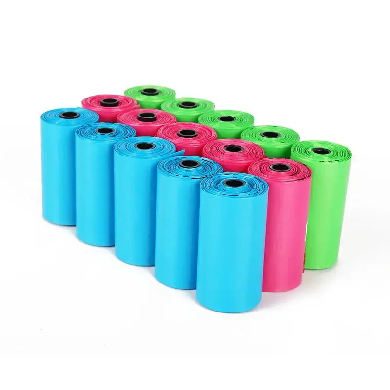 Blue degradable dog poop bags from Nick's Super Store, lightweight and durable waste bags for responsible dog walkers.