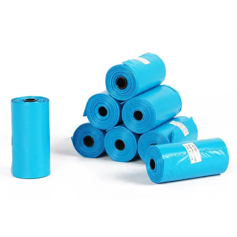 Blue degradable dog poop bags from Nick's Super Store, lightweight and durable waste bags for responsible dog walkers.