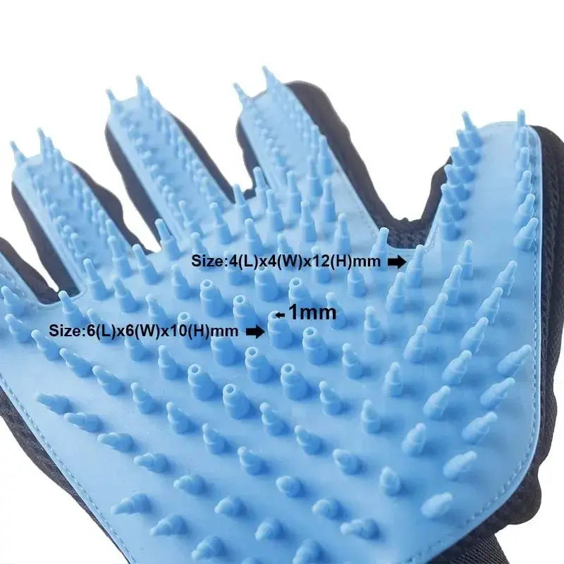 Blue dog shower head with massage brush for bathing and grooming, designed for pet cleaning and grooming by Nick's Super Store.