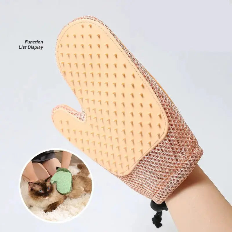 Blue floating hair removal gloves for dogs and cats with bath massage grooming tool from Nick's Super Store, designed for pet grooming.
