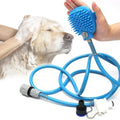 Blue pet bath brush and outdoor shower for dogs and cats, with 2.5m reach, made of silicone and ABS, garden bath tool.