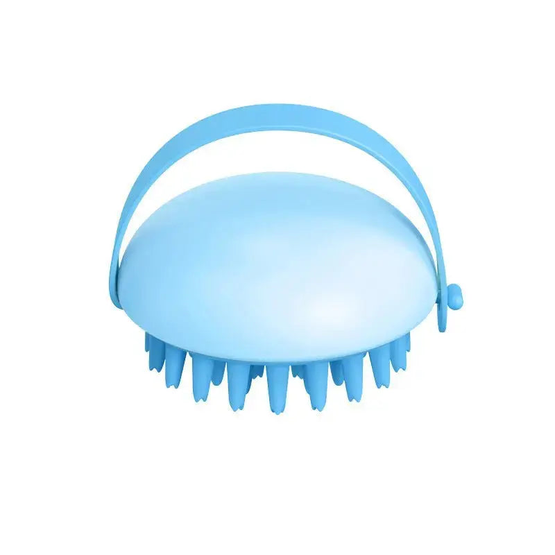 Blue silicone pet bath brush for cats and dogs, gentle massaging grooming tool for soft fur from Nick's Super Store.