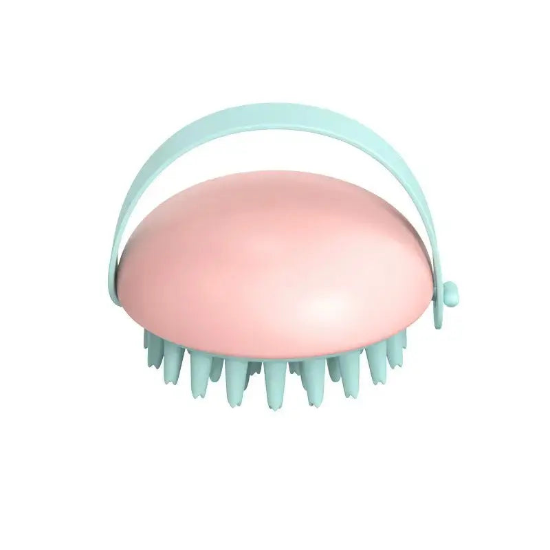 Blue pet silicone bath brush for cats and dogs, gentle massaging grooming tool for soft fur, ideal for lathering and bathing.