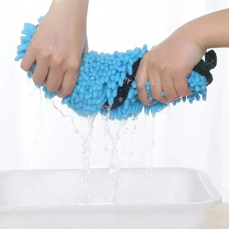 Blue microfiber pet towel bathrobe with double pockets, quick-dry super absorbent pet towel from Nick's Super Store.