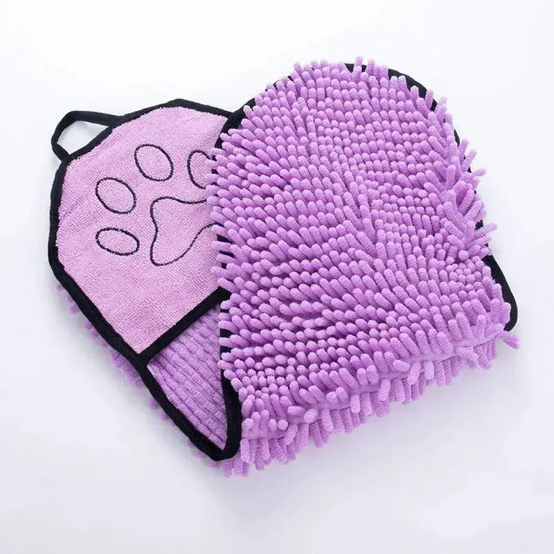 Blue microfiber pet bathrobe with double pockets, quick-drying super absorbent pet towel designed for easy drying.
