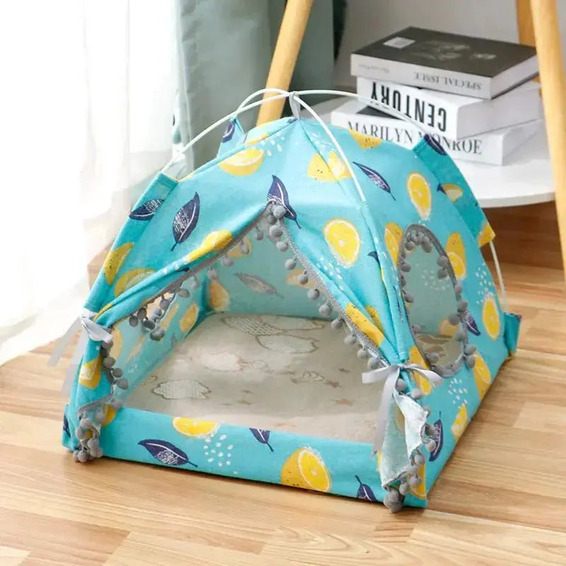 Nick's Super Store enclosed cat tent, outdoor pet house designed for travel, camping, and home use, with cozy fabric and secure enclosure.