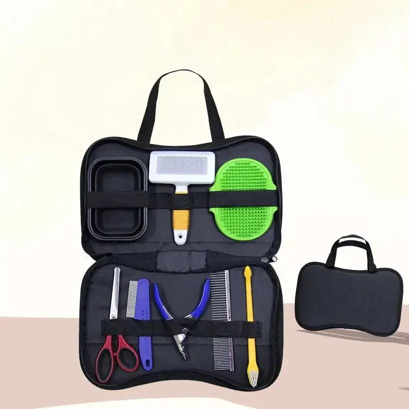Pet grooming tools set from Nick's Super Store featuring brushes, combs, and grooming accessories for pets.