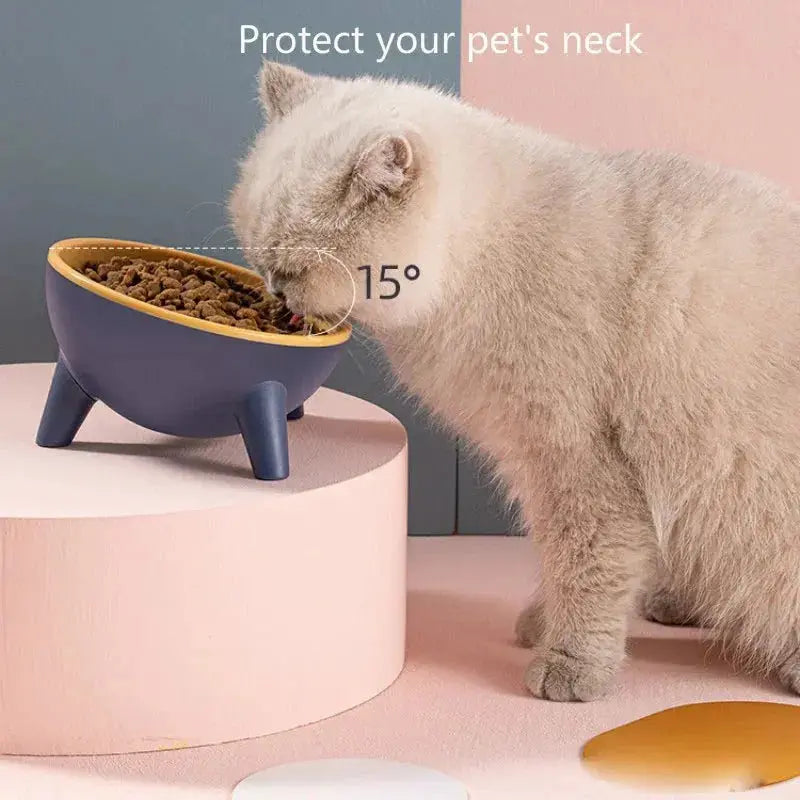 Nick's Super Store cat and dog bowl with stand, 15-degree tilt, Nordic green color, food-grade, suitable for pets like cats, dogs, and rabbits.