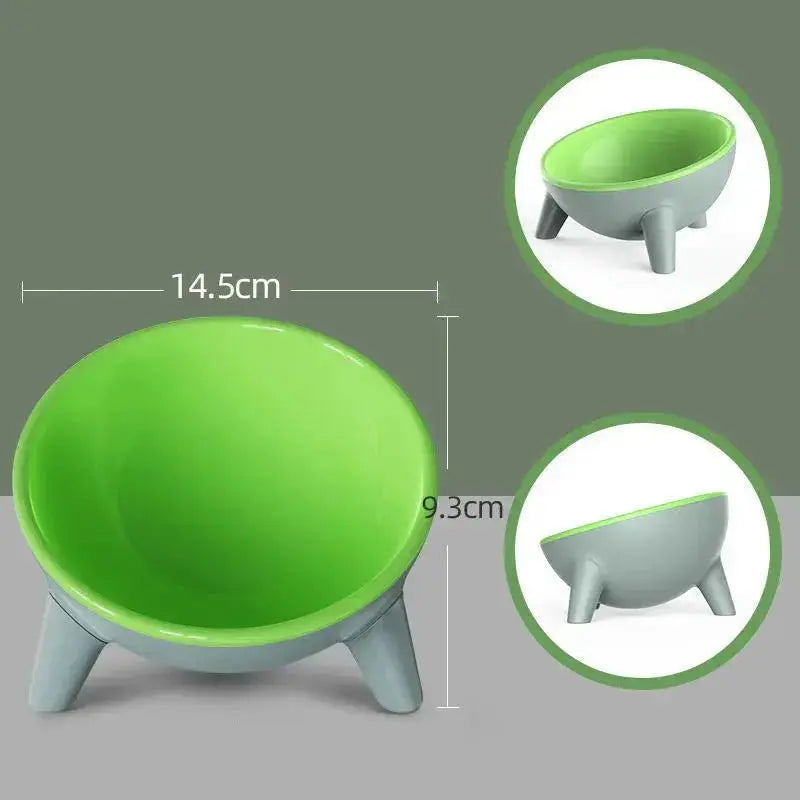 Nick's Super Store cat and dog bowl with stand, 15-degree tilt, Nordic green color, food-grade pet feeding bowl for cats, dogs, and rabbits.
